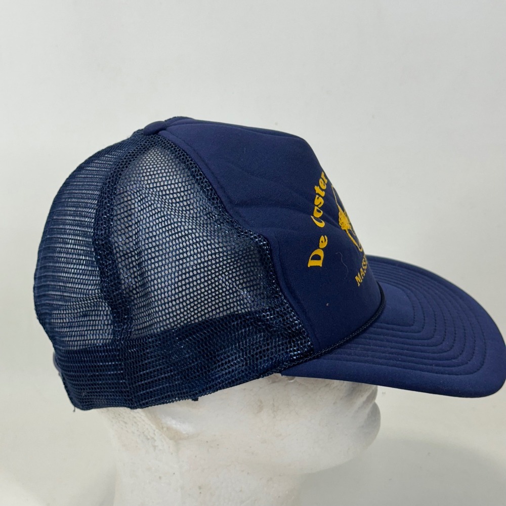 Vintage De Coster Egg Farms Massey MD Trucker Hat Navy Blue Snapback Mesh Nissin - Picture 5 of 8